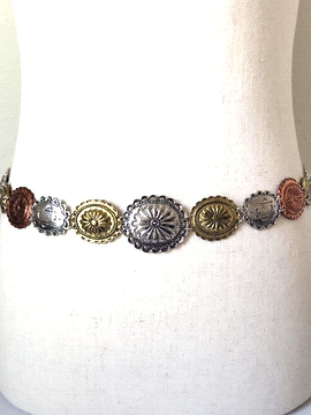 Vintage Western Multi-Tone Concho Belt - Womens Waist Accessory 40"